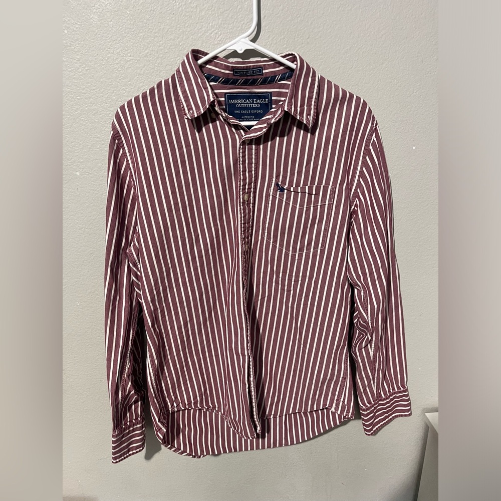 American Eagle Men's Striped‎ Long Sleeve Vintage Fit Button Up Shirt Medium